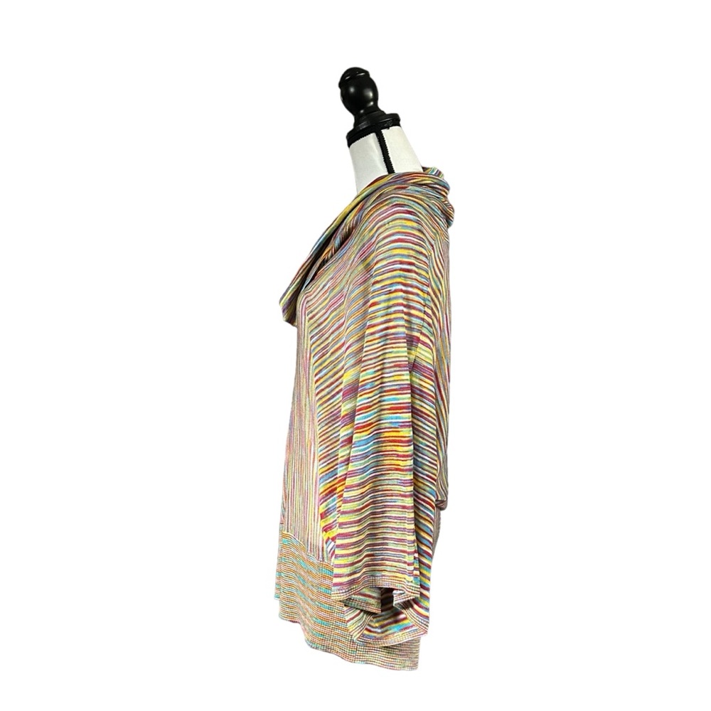 SALE Vertigo Rainbow Knit Cowl Neck Sweater Kimono Sleeve Boho Maximalist XL - Picture 2 of 13